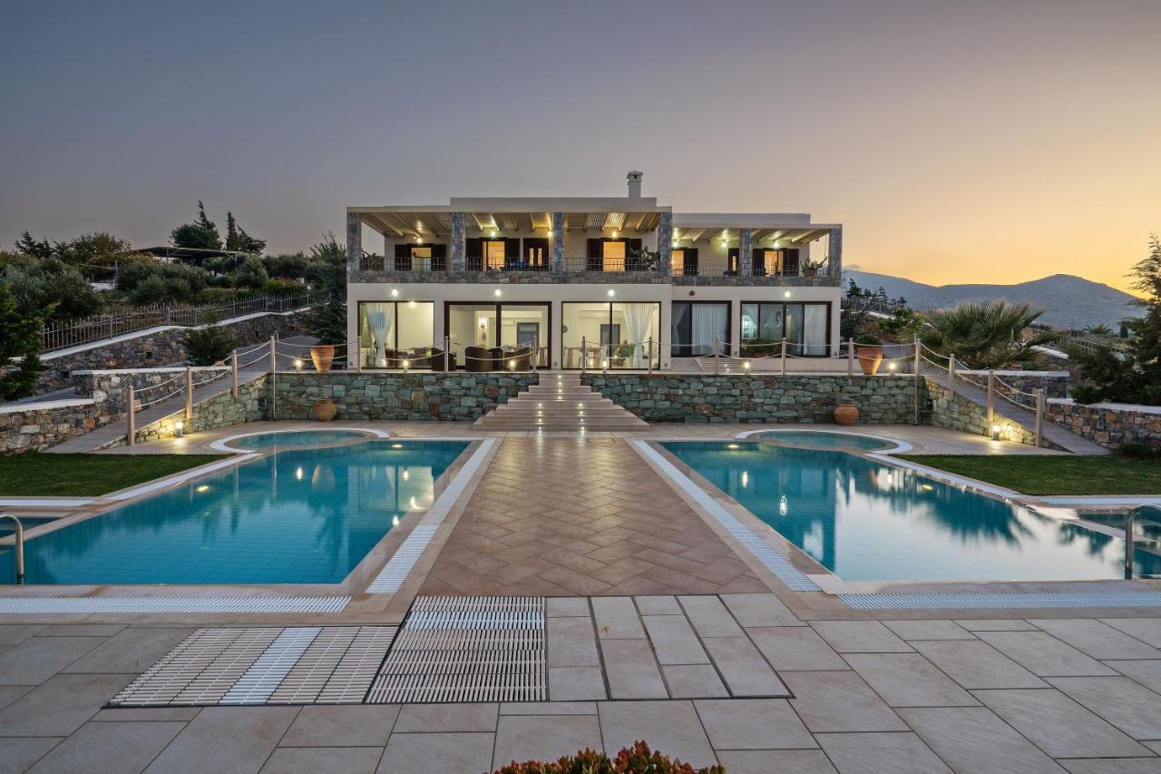 Sea Views At Villa Anemomylos With Heated Pool, Ping Pong And Tennis Агия-Пелагия  Экстерьер фото
